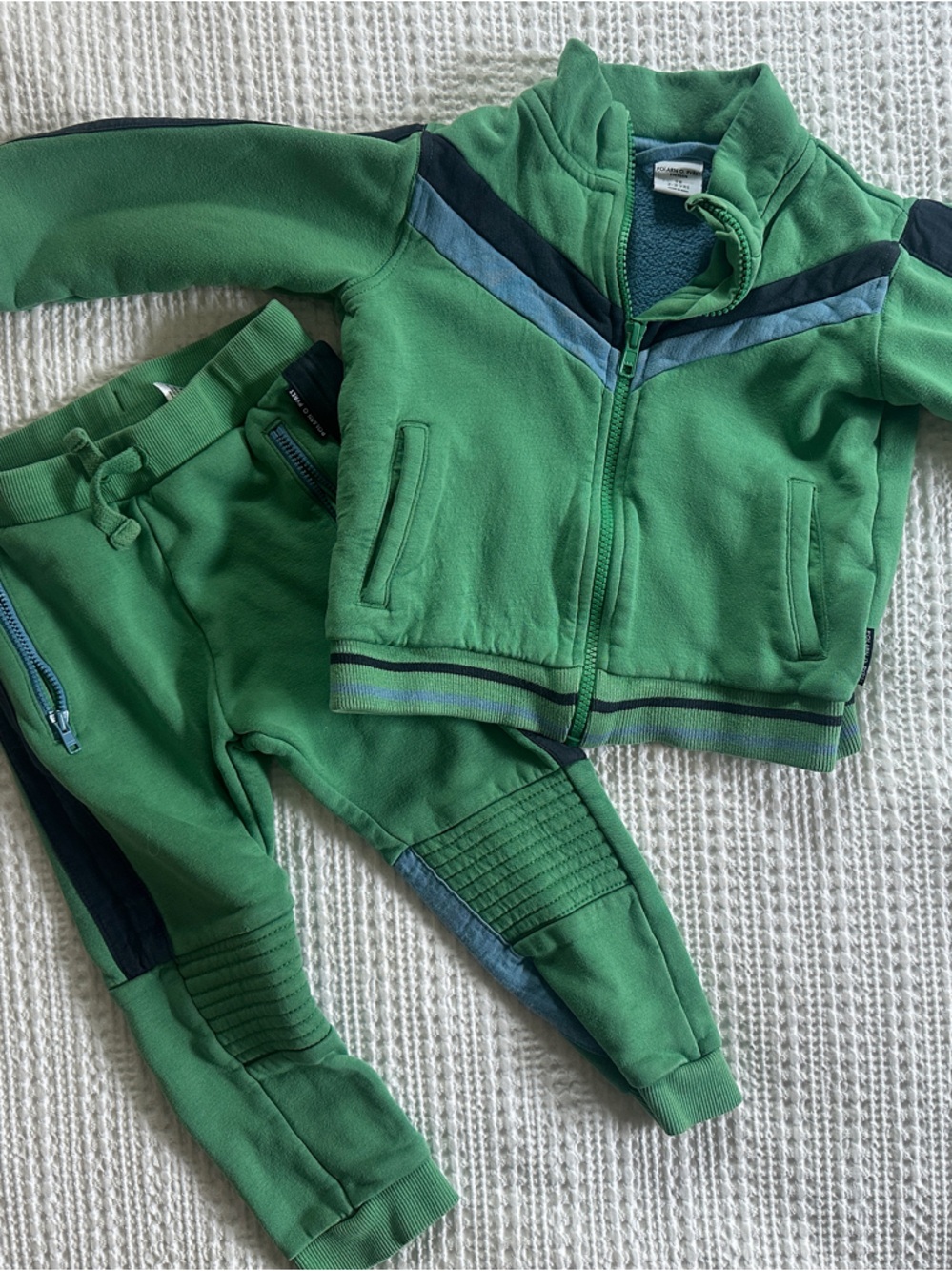 Polarn O. Pyret Green and Navy Kids Matching Set